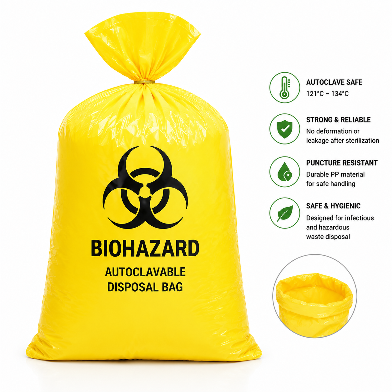 PP Autoclavable Biohazard Waste Bag